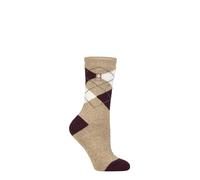HEAT HOLDERS SOCKSHOP Damen 1.6 TOG Lite Gemustert und gestreift Thermische Socken Packung 1 Cali Hafer/Cabernet 37-42