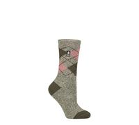 HEAT HOLDERS SOCKSHOP Damen 1.6 TOG Lite Gemustert und gestreift Thermische Socken Packung 1 Cali Oliv/Crème 37-42