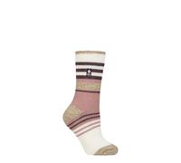 HEAT HOLDERS SOCKSHOP Damen 2.3 TOG Gemustert Thermische Socken Packung 1 Cherith Creme/Stummgeschaltet Koralle 37-42