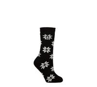 HEAT HOLDERS SOCKSHOP Damen 2.3 TOG Gemustert Thermische Socken Packung 1 Deutlich Schneeflocke Schwarz 37-42