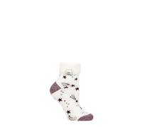 HEAT HOLDERS SOCKSHOP Damen Socken - Drehen Sie die Manschette um Sleep Lite, Warme, klobige Thermo-Bettsocken, Gemustert, 1 Paar Größe 37-42 Elfenbein/Cabernet Sterne