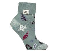 HEAT HOLDERS SOCKSHOP Damen Socken - Drehen Sie die Manschette um Sleep Lite, Warme, klobige Thermo-Bettsocken, Gemustert, 1 Paar Größe 37-42