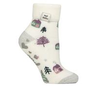 HEAT HOLDERS SOCKSHOP Damen Socken - Drehen Sie die Manschette um Sleep Lite, Warme, klobige Thermo-Bettsocken, Gemustert, 1 Paar Größe 37-42