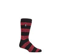 HEAT HOLDERS SOCKSHOP Herren 1.6 TOG Lite Gestreifte, Gemusterte & Argyle Socken 1 Paar Izmir Grob Streifen Schwarz/Rot 39-45
