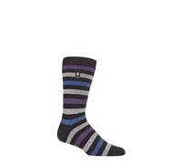 HEAT HOLDERS SOCKSHOP Herren 1.6 TOG Lite Gestreifte, Gemusterte & Argyle Socken 1 Paar Split Mittel Streifen Holzkohle 39-45