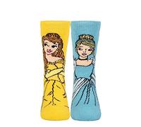 HEAT HOLDERS SOCKSHOP Kinder 1.6 TOG Lite Disney Beauty and the Beast und Cinderella Thermische Socken Packung 1 Blau/Gelb 31-36