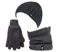 Heat Holders - Thermische Wintermütze, Halswärmer und Handschuhe aus Fleece für Männer - Grau S/M
