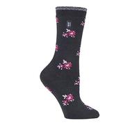 HEAT HOLDERS Ultra Lite - Damen 1.0 Tog Winter Warm Dünn Thermosocken zum Erwärmen (Bellis Charcoal Floral, 37-42 eu)