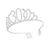 HEATSHAKING Zahlenkrone Stirnband Silber 30 Geburtstag Haarschmuck Frauen Mädchen Kuchendekoration