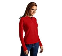 Heavy Langarm-Poloshirt Damen, Rot, XL
