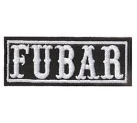 Heavy Metal Kutten Aufnäher mit Spruch - FUBAR F**ked up beyond all reason - Biker Patch zum annähen/aufbügeln | Motorrad Aufkleber für alle Stoffe | Bügelflicken Applikation | 90x35mm