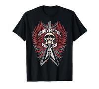 HeavyMetal Forever - Skull Guitar Wings Metalhead Musiker T-Shirt