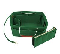 Heavyoff Taschenorganizer Handtasche, Filz Taschen Organisator mit Abnehmbare Reißverschluss-Tasche und Griff für Damen Dunkelgrün
