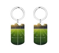 HEBVNJF Metall-Schlüsselanhänger, stabiler Schlüsselanhänger, Sportplatz in Grün, Schlüsselring, Ringhalter, Organizer für Zuhause, Auto, Büro, Schlüssel, Sportplatz in Grün, 5x2.8cm