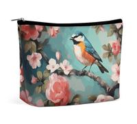 HEBVNJF Reise-Make-up-Tasche, tragbare Kosmetiktasche, Eule, Baumzweige, Make-up-Aufbewahrungstasche für Damen/Mädchen, Blumen, Vögel und Schmetterlinge, Einheitsgröße