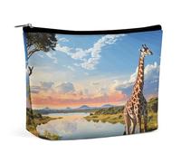 HEBVNJF Reise-Make-up-Tasche, tragbare Kosmetiktasche, Fahrrad-Make-up-Aufbewahrungstasche für Damen/Mädchen, Afrikanische Landschaft Nil River Giraffe, Einheitsgröße