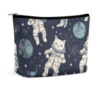 HEBVNJF Reise-Make-up-Tasche, tragbare Kosmetiktasche, Golden Retriever, Laufen, Make-up, Aufbewahrungstasche für Damen/Mädchen, Fun Cat Astronaut, Einheitsgröße