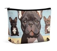 HEBVNJF Reise-Make-up-Tasche, tragbare Kosmetiktasche, Orange, Monarch-Schmetterlinge, Make-up-Aufbewahrungstasche für Damen/Mädchen, Französische Bulldogge, niedlich, Einheitsgröße