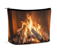 HEBVNJF Reise-Make-up-Tasche, tragbare Kosmetiktasche, Schmetterlinge, Narzissen, Blumen, Make-up-Aufbewahrungstasche für Damen/Mädchen, Brennholz großer Kamin, Einheitsgröße