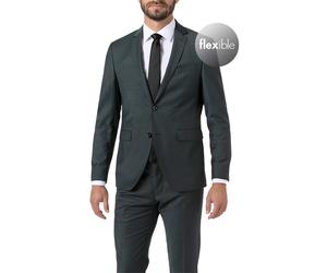 HECHTER PARIS Sakko Herren Slim Fit Reverskragen Schurwoll-Stretch grün, 28