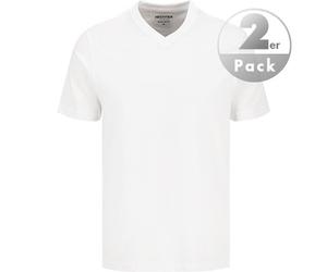 HECHTER PARIS T-Shirts Herren Regular Fit Kurzarm V-Ausschnitt Baumwolle weiß, M