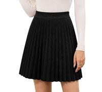 heekpek Rock Damen Minirock A Linie Hohe Taille Strickrock | Mini Rock,Plisseerock Damen, Elastischer Bund, Elegant Damenrock Kurz, Damen Rock Herbst Winter, Freizeitrock