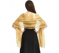 heekpek Schal Damen Elegant Stola Damen Festlich Leicht Transparenter Glitzer Tücher und Wickel für Damen Premium Polyester Seidenschal Damen Ganzjährig, Gold