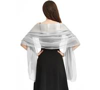 heekpek Schal Damen Elegant Stola Damen Festlich Leicht Transparenter Glitzer Tücher und Wickel für Damen Premium Polyester Seidenschal Damen Ganzjährig, Grau