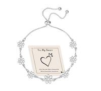 HEEYA Armband Silber für Damen Gänseblümchen Armband Silber mit Zirkonia Armbänder Blumen Hypoallergen Verstellbare Tennisarmband Damen Freundschaftsarmbänder Geschenke für Frauen Mädchen