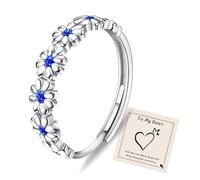 HEEYA Ringe Silber für Damen Gänseblümchen Ring Blumen Ring Silber Stapeln Daumenring Verstellbarer mit 5A blau Cubic Zirkonia Fingerring für Mädchen Frauen Schmuck Geschenk