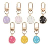 HEFEI XUJIE DIANPU 30 Stück Lächelndes Gesicht Schlüsselanhänger Emaille Ausdrucks Goldlegierung Schlüsselring mit Lächelnden Anhängern Niedlicher Handtaschen Schlüsselanhänger Großer