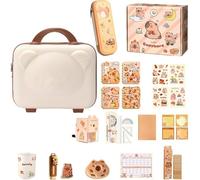 HEFEI XUJIE DIANPU Capybara Schreibwaren Set, Capybara Sachen Federmäppchen Aesthetic Groß Mit Bleistifte, Aufkleber, Bleistiftspitzer, Süßes Schreibwaren Geschenkset für Kinder