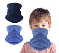 HEGCOIIE 2 Stück Kinder Loop Schal Fleece Schlauchschal Kinder Halswärmer Halstuch Winddicht Ski Maske Warmer für Jungen Mädchen Outdoor Skifahren Radfahren (Marineblau + Blau)