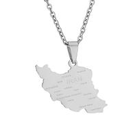 Heiat Iran Karte Anhänger Halskette Metall Land Territorium Kette patriotisch Paare ethnisch beliebt Persönlichkeit Accessoire Iran Karte Anhänger Halskette Paar ethnisch beliebt Persönlichkeit