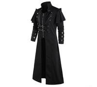 HEIBTENY Herren Steampunk Jacke,Schwarze Gothic Frack,Steampunk Assassin Gehrock,Mittelalter Piratenjacke,Gehrock Herren,Mittelalter Kleidung Herren(5XL Black)
