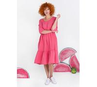 Heidekönigin Leinen-Stufenkleid rot (melone) S