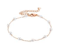 Heideman Armband Elula Damen aus Edelstahl rosegold farbend poliert Armkette für Frauen mit Perle weiss