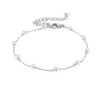 Heideman Armband Elula Damen aus Edelstahl silber farbend poliert Armkette für Frauen mit Perle weiss