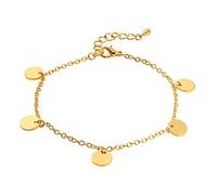 Heideman Armband Damen Kreise aus Edelstahl Gold farbend poliert Armakette für Frauen mit Kreiseanhänger rund