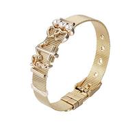 Heideman Armband Damen Mesh aus Edelstahl gold farbend poliert Armkette für Frauen mit Charms mit Zirkonia Stein weiss als Bracelet Crystal