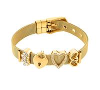 Heideman Armband Damen Mesh aus Edelstahl gold farbend poliert Armkette für Frauen mit Charms Zirkonia Stein Weiss als Bracelet Crystal