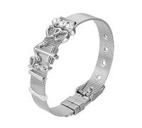 Heideman Armband Damen Mesh aus Edelstahl Silber farbend poliert Armkette für Frauen mit Charms mit Zirkonia Stein Weiss als Bracelet Crystal