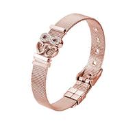 Heideman Armband Damen Mesh aus Edelstahl silber oder rosegold farbend poliert Armkette mit Charms Charmband für Frauen mit Swarovski Zirkonia Stein weiss als Bracelet Crystal hb2822-8-1