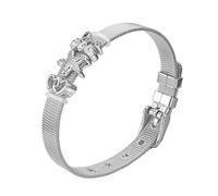 Heideman Armband Damen Mesh aus Edelstahl silber oder rosegold farbend poliert Armkette mit Charms Charmband für Frauen mit Swarovski Zirkonia Stein weiss als Bracelet Crystal hb2817-3-1