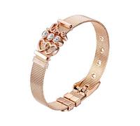 Heideman Armband Damen Mesh aus Edelstahl silber oder rosegold farbend poliert Armkette mit Charms Charmband für Frauen mit Swarovski Zirkonia Stein weiss als Bracelet Crystal hb2821-8-1