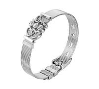 Heideman Armband Damen Mesh aus Edelstahl silber oder rosegold farbend poliert Armkette mit Charms Charmband für Frauen mit Swarovski Zirkonia Stein weiss als Bracelet Crystal hb2821-3-1