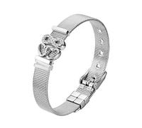 Heideman Armband Damen Mesh aus Edelstahl silber oder rosegold farbend poliert Armkette mit Charms Charmband für Frauen mit Swarovski Zirkonia Stein weiss als Bracelet Crystal hb2822-3-1