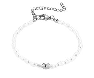 Heideman Armband Finja Damen aus Edelstahl silber farbend matt Armkette für Frauen mit Perle weiss poliert