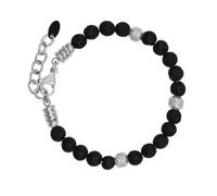 Heideman Armband Herren Silvan mit Lavastein Perlen Edelstahl silber 16+5cm