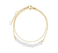 Heideman Armband Jolie Damen - Aus hochwertigem Edelstahl gold farbend poliert mit Perlen Elementen zweireihig Armkette für Frauen mit Perle weiss verstellbar mit Verlängerungskettchen